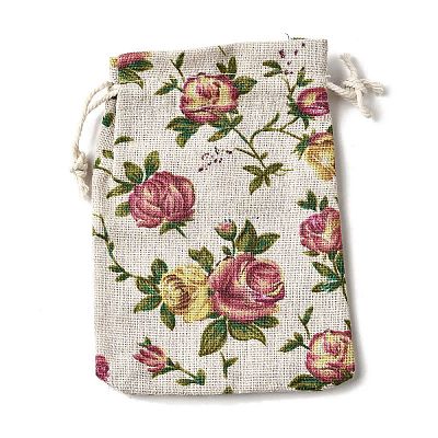 12Pcs 12 Styles Valentine's Day Printed Rectangle Burlap Cloth Packing Pouches ABAG-U006-02B-1