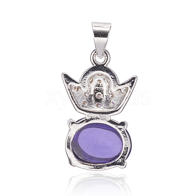 Brass Cubic Zirconia Pendants ZIRC-P054-15B-1