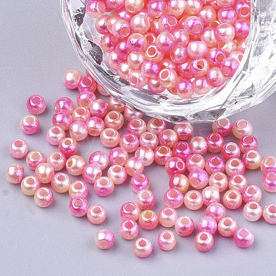 Rainbow ABS Plastic Imitation Pearl Beads OACR-Q174-8mm-04-1