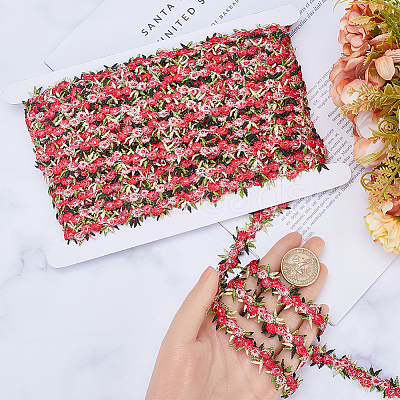 15 Yards Flower Polyester Embroidery Lace Ribbon OCOR-WH0070-77F-1
