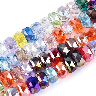 Electroplate Transparent Glass Beads Strands EGLA-N022-04A-D01-1