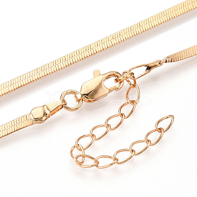 Brass Flat Snake Chain Necklaces for Women Men NJEW-N054-03G-1