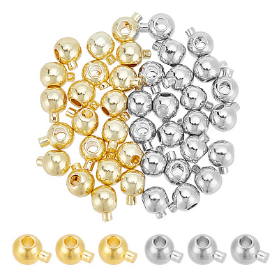 40Pcs 2 Colors Brass Crimp Beads KK-AR0003-14-1