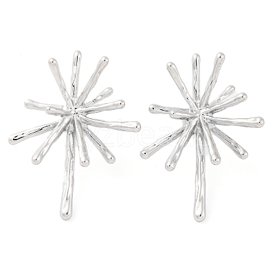 304 Stainless Steel Snowflake Stud Earrings for Women EJEW-U023-03P-1