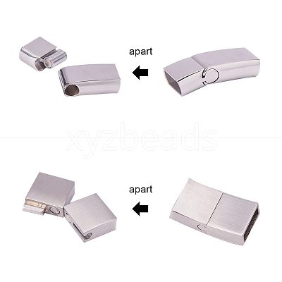 304 Stainless Steel Matte Magnetic Bracelet Clasps STAS-PH0018-11-WH-1