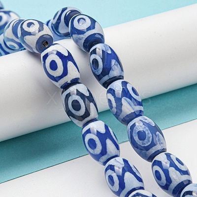 Blue Tibetan Style dZi Beads Strands TDZI-NH0001-C11-01-1