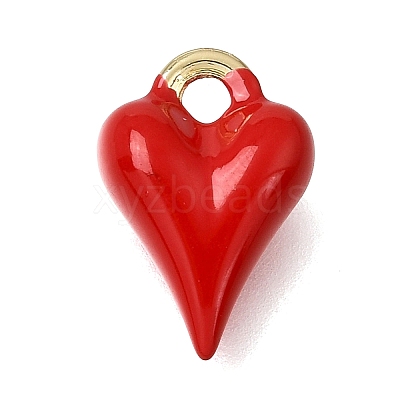 Heart Brass Enamel Charms KK-CBAEEA8-35G-1