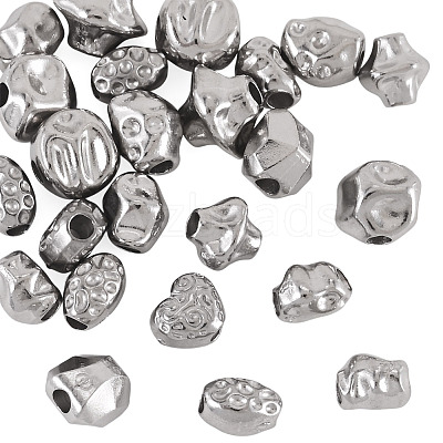 24Pcs 12 Styles Hammered 304 Stainless Steel Beads STAS-TA0006-52-1