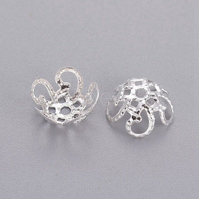 Silver Color Plated Iron Bead Caps X-IFIN-D040-S-1