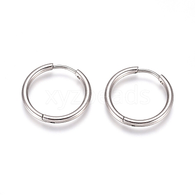 Tarnish Resistant 304 Stainless Steel Huggie Hoop Earrings EJEW-G272-02-16mm-P-1