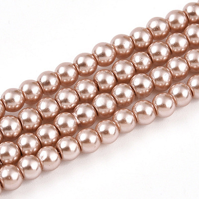 Baking Paint Pearlized Glass Pearl Round Bead Strands X-HY-Q003-4mm-11-1