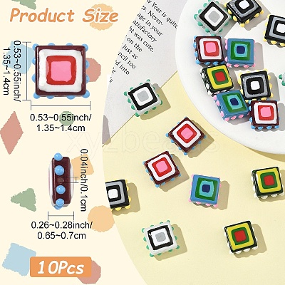 10Pcs 5 Colors Painted Glass Beads Enamel Beads LAMP-YW0001-95-1
