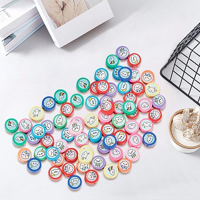 200Pcs Printed Handmade Polymer Clay Beads CLAY-PA0001-54-1