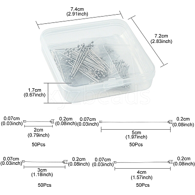 200Pcs 4 Styles 304 Stainless Steel Ball Head Pins for Craft Jewelry Making STAS-YW0001-71-1