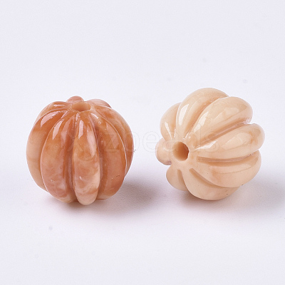 Synthetic Coral Corrugated Melon Beads CORA-R017-27-B08-1