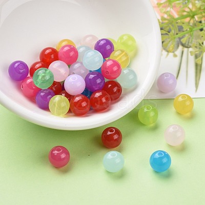 Imitation Jade Acrylic Beads X-SACR-S188-10mm-M-1