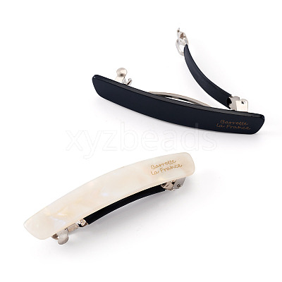 2Pcs 2 Colors Cellulose Acetate and Iron Hair Barrettes for Women Girl PHAR-TADJ0001-01A-1