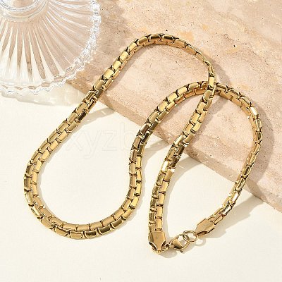304 Stainless Steel Box Chain Necklaces & Bracelets Sets SJEW-D091-12G-1