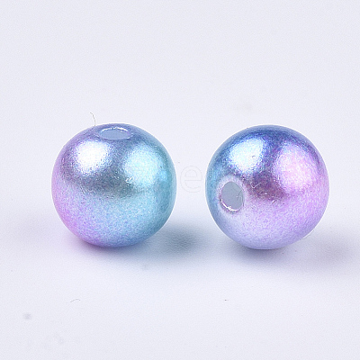 Rainbow ABS Plastic Imitation Pearl Beads X1-OACR-Q174-10mm-02-1