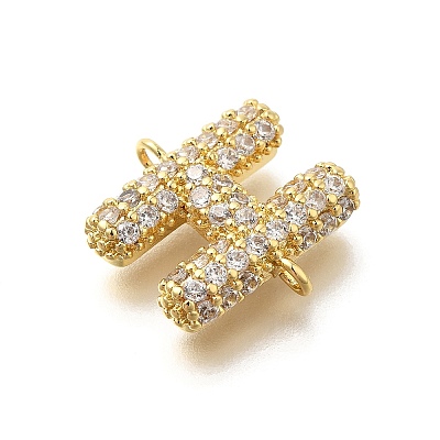 Brass Micro Pave Cubic Zirconia Letter Links KK-I717-04H-1