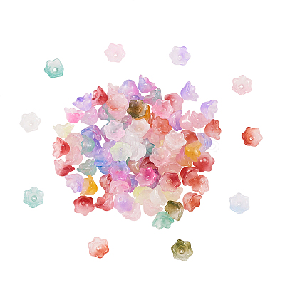 100Pcs Transparent Spray Painted Glass Beads GLAA-CJ0001-62-1