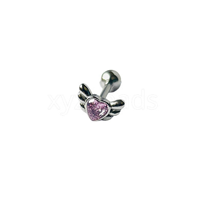 Angel Wing Heart 316L Surgical Stainless Steel Pave Cubic Zirconia Tongue Rings FS-WG901EE-06-1