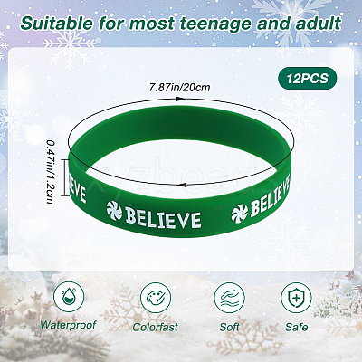 12Pcs Christmas Themed Silicon Cord Bracelets BJEW-CN0001-07-1