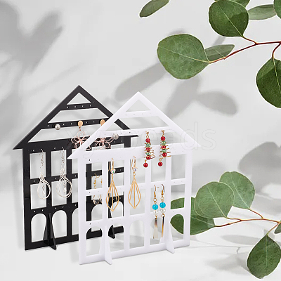 Detachable Lovely House Acrylic Earring Display Stands EDIS-WH0029-48A-1