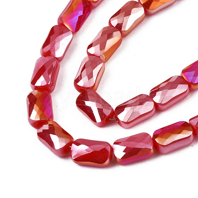 Electroplate Opaque Solid Color Glass Beads Strands EGLA-N002-25-B02-1