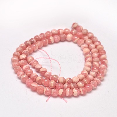 Round Natural Rhodochrosite Bead Strands G-F289-21-5mm-1