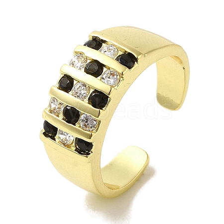 Rack Plating Brass Micro Pave Cubic Zirconia Cuff Rings RJEW-H228-13G-02-1