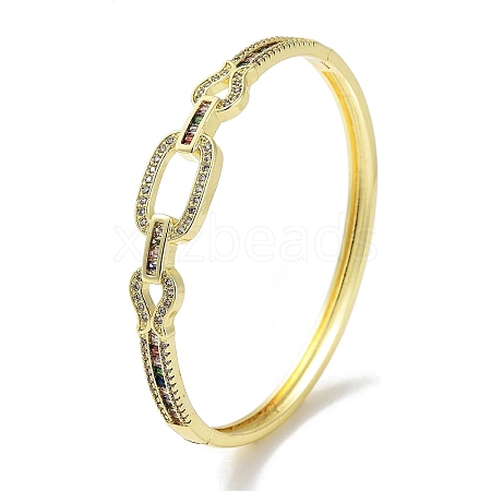 Brass Micro Pave Cubic Zirconia Hinged Bangles BJEW-Z061-01B-1