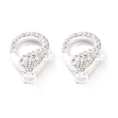 Alloy Rhinestone Lobster Claw Clasps PALLOY-L166-01S-1