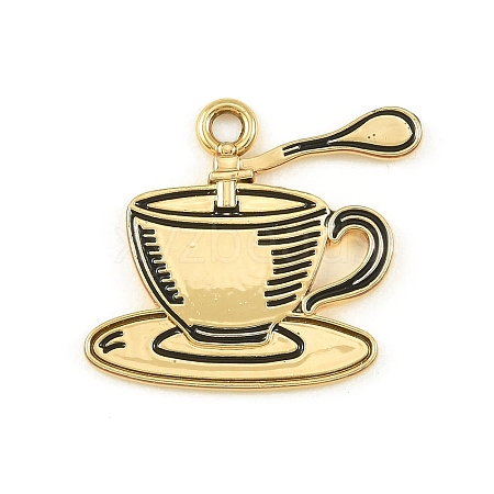 Blended Coffee Alloy Enamel Pendants ENAM-B038-01G-02-1