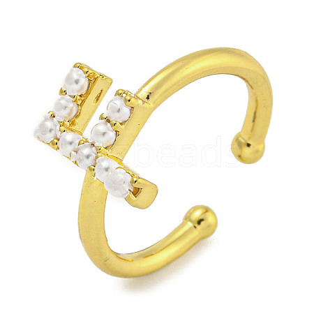 Rack Plating Brass Open Cuff Rings for Women RJEW-F162-01G-F-1