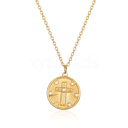 Round Cross Pendant Necklaces GT4344-1-1