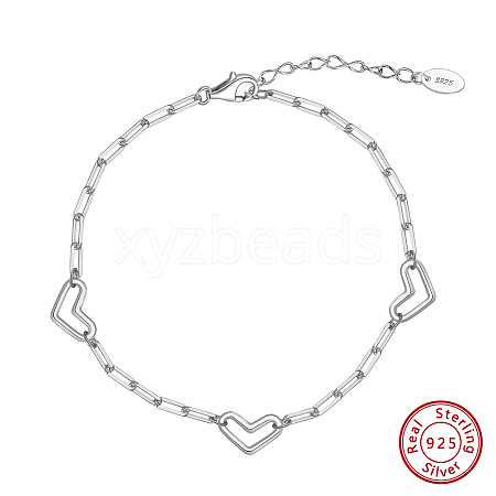 925 Sterling Silver Heart Link Chain Bracelets STER-P065-01P-1