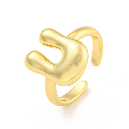 Brass Letter Open Cuff Rings for Women RJEW-G313-01U-G-1