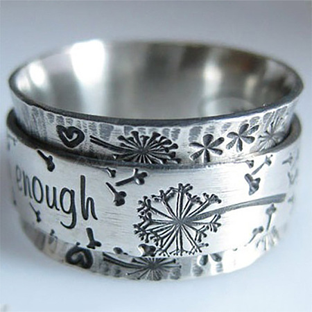 Dandelion with Word Pattern Alloy Finger Rings FS-WG2A4E2-02-1