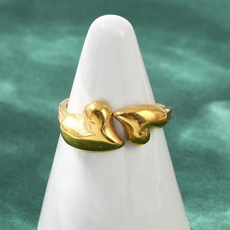 304 Stainless Steel Adjustable Open Cuff Rings for Women RJEW-U063-01B-G-1