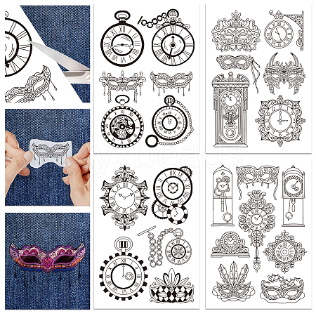 4 Sheets 11.6x8.2 Inch Stick and Stitch Embroidery Patterns DIY-WH0455-031-1