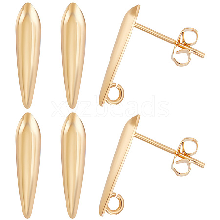 Beebeecraft 30Pcs Brass Teardrop Stud Earring Findings KK-BBC0004-95-1