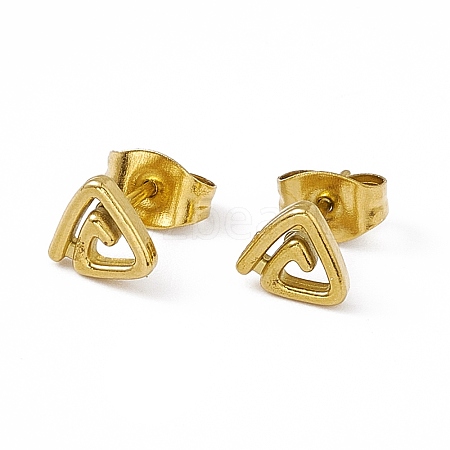 PVD Vacuum Plating 304 Stainless Steel Triangle Stud Earrings for Women EJEW-P212-03G-1