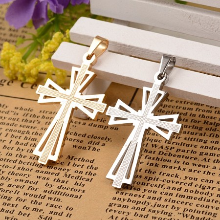 304 Stainless Steel Cross Pendants STAS-I035-31-1