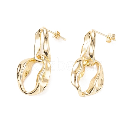 Rack Plating Brass Twisted Oval Dangle Stud Earrings for Women EJEW-C029-05G-1