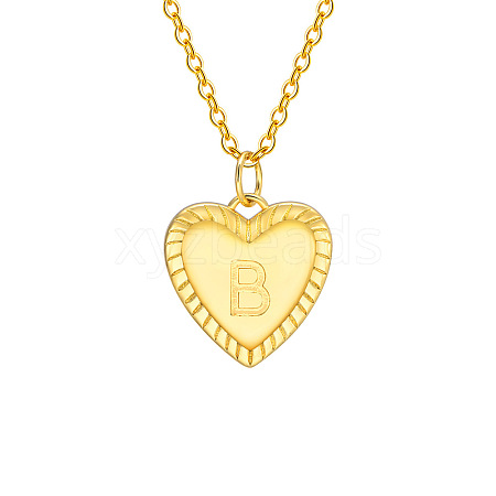 Golden Tone Brass Cable Chain Letter Heart Pendant Necklaces for Women PW-WG67FD6-02-1