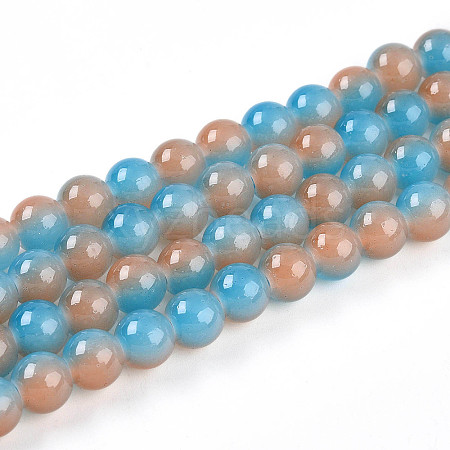 Baking Paint Imitation Jade Glass Round Bead Strands DGLA-N003-8mm-06-1