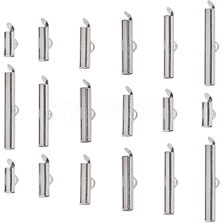 SUNNYCLUE 96Pcs 6 Size 304 Stainless Steel Slide On End Clasp Tubes STAS-SC0007-72-1