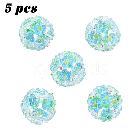 5Pcs Handmade Polymer Clay Rhinestone Beads with Resin RESI-YW0005-95B-1