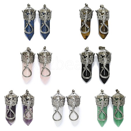 Natural Gemstone Faceted Pointed Bullet Big Pendants G-Q165-02AS-1